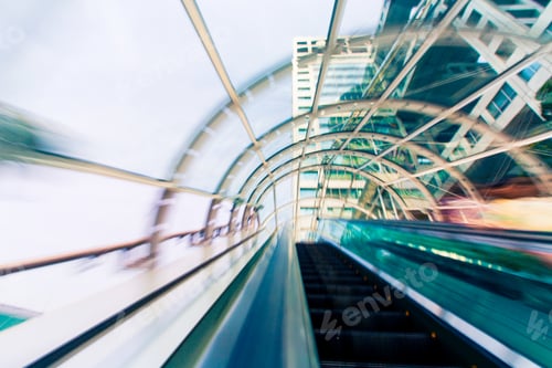 Preview: Abstract Motion Blurred View Through An Escalator Tunnel