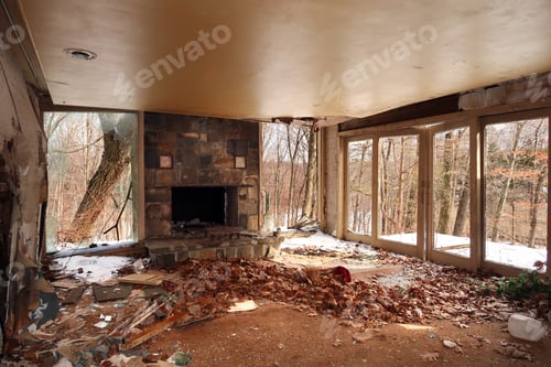 Preview: Interior Of An Abandoned And Neglected Home. Natural Light.