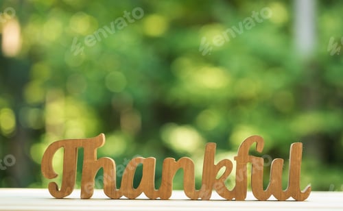 Preview: Thankful And Grateful On A Shiny Green Forest Background