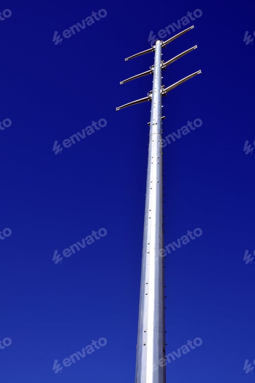 Preview: New Steel High Voltage Electric Transmission Tower Prior To Cable Installation