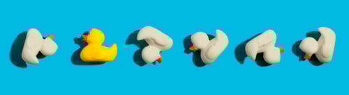 Preview: One Out Unique Rubber Duck Concept On A Blue Background