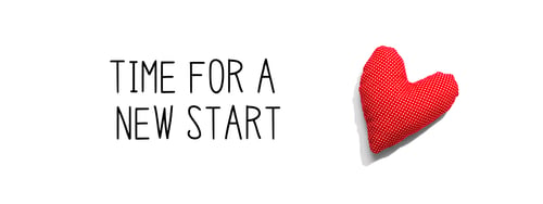 Preview: Time For A New Start Message With A Red Heart Cushion - Flat Lay