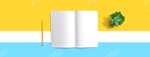 Preview: Blank White Notebook From Above - Flat Lay