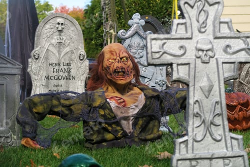 Preview: Zombie Rising Out Of Graveyard On Halloween.