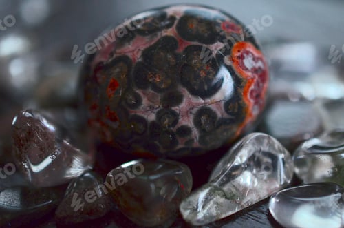 Preview: Adorable Miniature Herb Bundles With A Variety Of Colorful Crystals. Macro Photography Of An