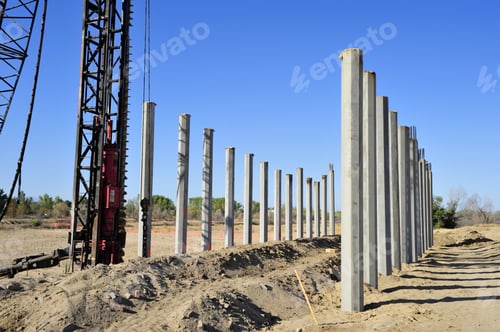 Preview: Pile Driver Works To Set Precast Concrete Piles For New Bridge