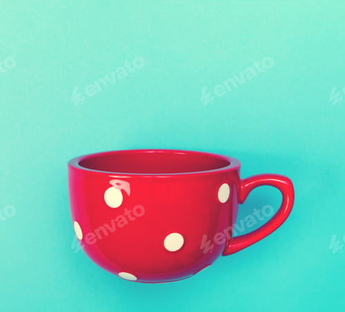 Preview: Big Red Coffee Mug On A Bright Blue Background