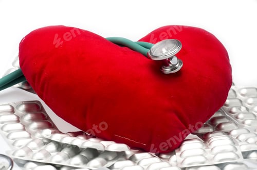 Preview: Heart Shape With Stethoscope And Blister Remedies