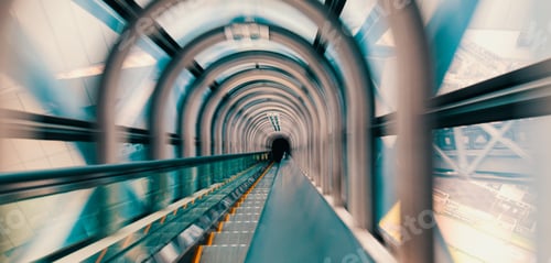 Preview: Abstract Motion Blurred View Through An Escalator Tunnel