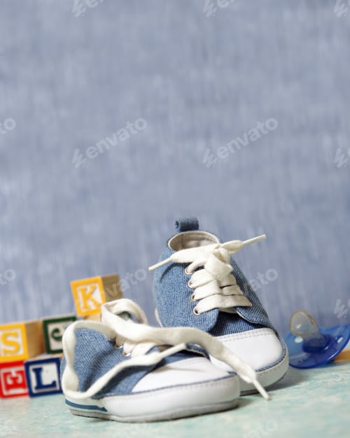 Preview: A Cute Pair Of Denim Baby Shoes For The Young Boy.