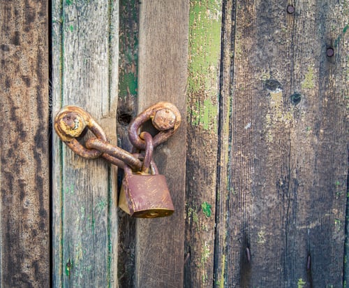 Preview: Rusty Chain And Lock On A Door