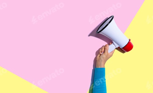 Preview: Person Holding A Megaphone With Hard Shadow
