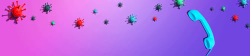 Preview: Telehealth Theme With Virus And Telephone - Flatlay