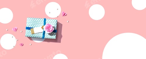 Preview: Appreciation Theme With A Gift Box And A Pink Carnation Flower