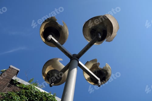 Preview: Low Angle Of An Old. Outdoor, Broken Lamppost