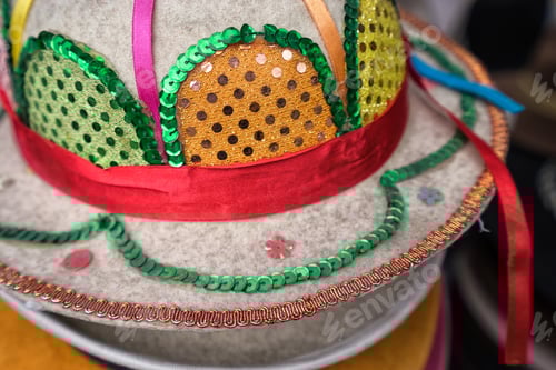 Preview: Traditional Ecuadorian Hat Closeup In Otavalo