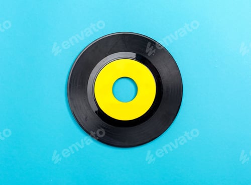 Preview: Vintage Retro Vinyl Record On A Blue Paper Background