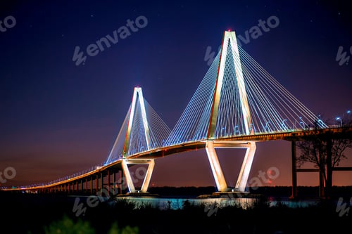 Preview: Cooper River Bridge At Night In Charleston, South Carolina