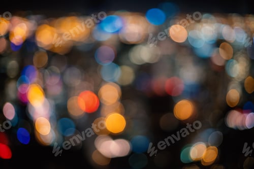 Preview: Blurred Bokeh Chicago Abstract Cityscape Skyline At Night