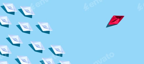 Preview: Paper Boats Minority Theme On A Blue Background