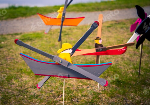 Preview: Wooden Whirligig Fisherman And Boat