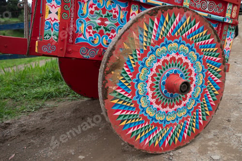 Preview: Colourful Painted Carriage Closeup In Costa Rica