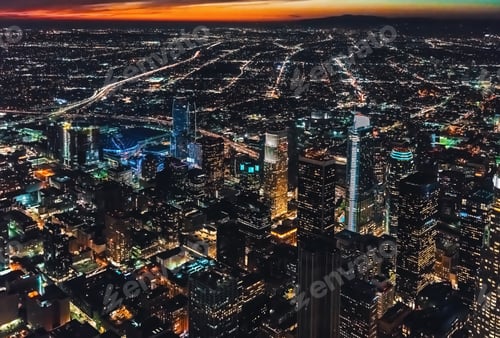Preview: Aerial View Of Downtown Los Angeles At Twilight