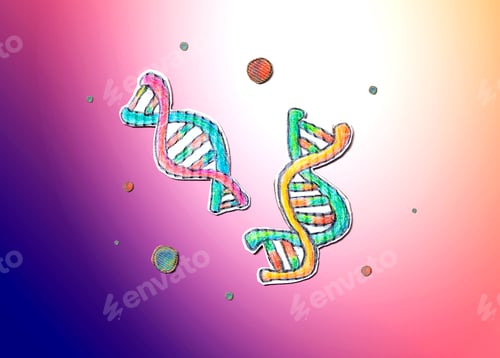 Preview: Dna Sequencing Theme With Cardboard Craft Drawings - Flatlay