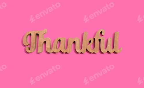 Preview: Thankful Wooden Text From Above - Overhead View