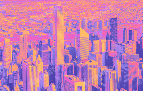 Preview: Aerial View Of Midtown Manhattan, New York Funky Gradient