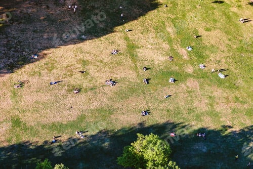 Preview: Aerial View Of Of People In Astoria Park In New York City