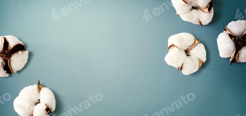 Preview: White Cotton Flowers - Overhead View Flat Lay