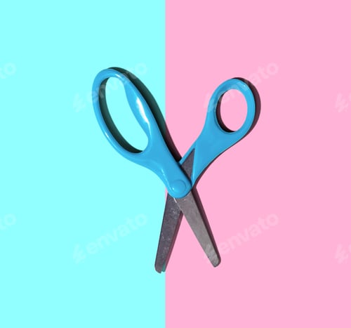 Preview: Scissors With Dropped Shadow From Above - Overhead View