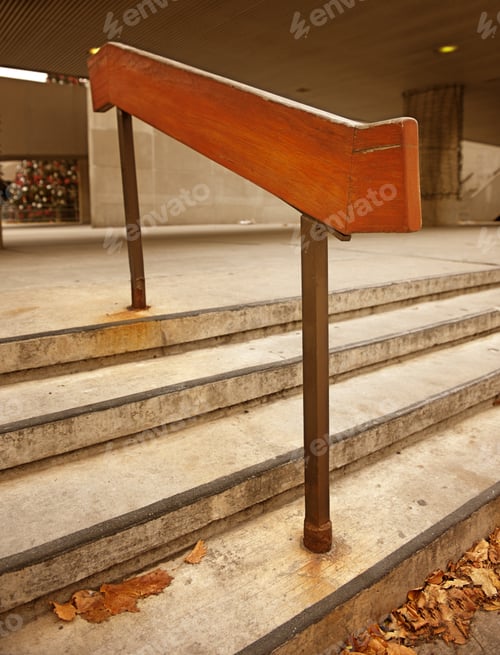 Preview: A Close-Up Of A Rail On Several Steps.