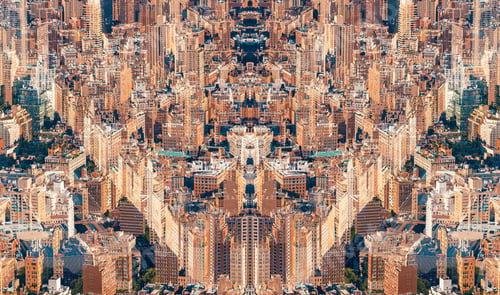 Vista previa: Aerial View Of Manhattan, Ny And Central Park Double Exposure