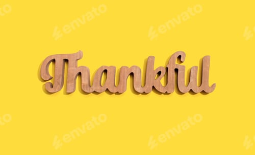 Preview: Thankful Wooden Text From Above - Overhead View