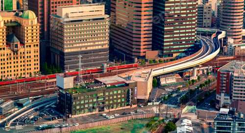 Preview: Aerial View Of Downtown Osaka, Japan Near Sunset