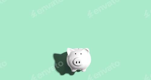 Preview: White Piggy Bank Overhead View - Flat Lay