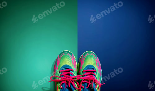 Preview: Pair Of Sport Shoes With Pink Laces - Flat Lay