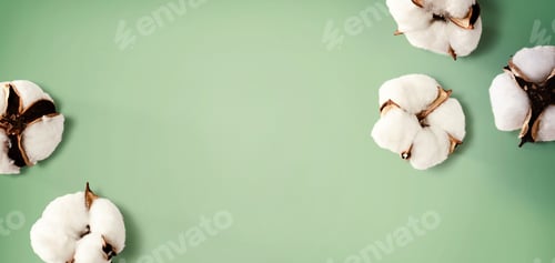 Preview: White Cotton Flowers - Overhead View Flat Lay