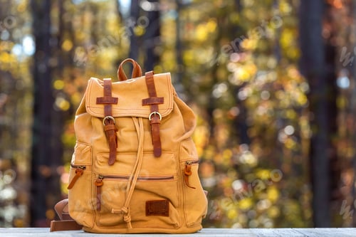 Preview: Rustic Backpack Outside On A Fall Forest Background