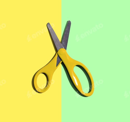 Preview: Scissors With Dropped Shadow From Above - Overhead View