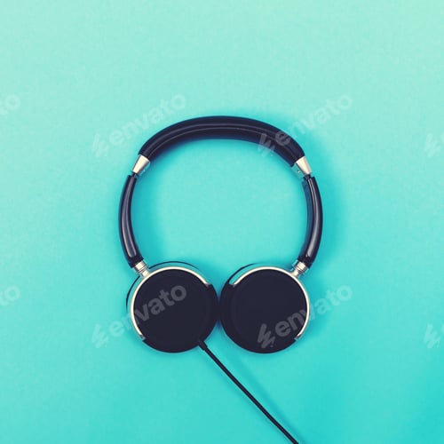 Preview: Pair Of Black Headphones On A Blue Background