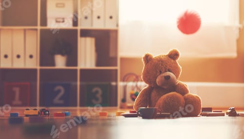 Preview: Teddy Bear Inside A Child'S Play Room Surrounded By Toys
