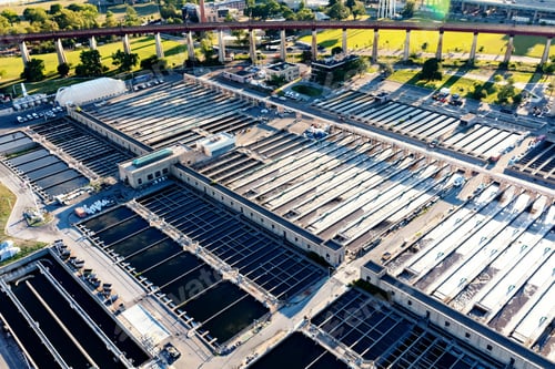 Preview: Aerial View Of Wards Island Wastewater Treatment Plant In New York City