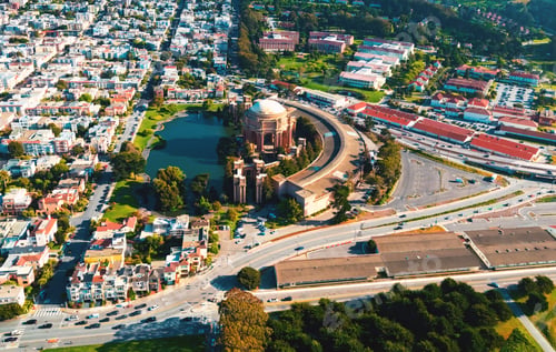 Preview: Aerial View Of San Francsico, Ca With The Palace Of Fine Arts