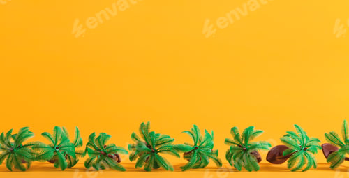 Preview: Tropical Theme With Little Palm Trees On A Yellow Background