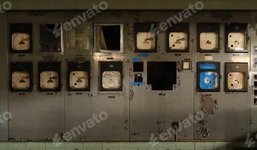 Preview: Broken Equipment Left Behind In An Abandoned Factory. Natural Light.