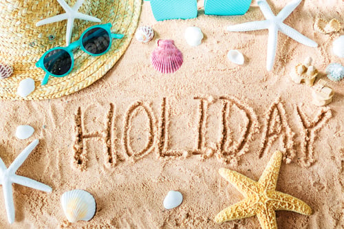 Preview: Holiday Text In The Sand With Beach Accessories