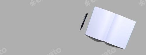 Preview: Blank White Notebook From Above - Flat Lay
